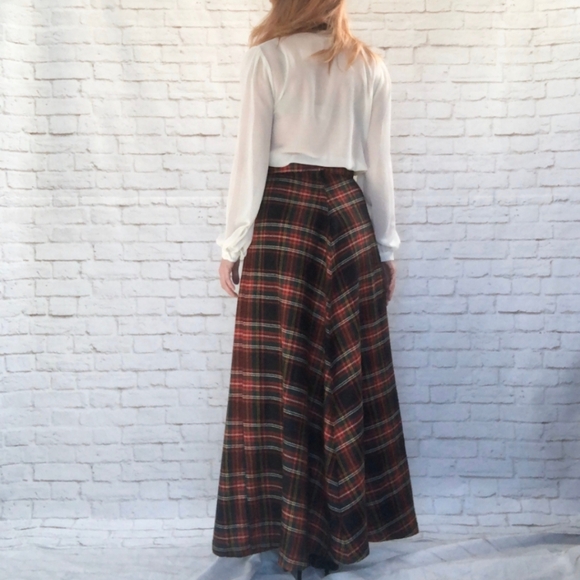70's Maxi skirt Vintage Red & black Plaid 28" waist - Picture 6 of 8